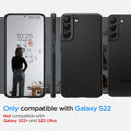 ACS03983 - Galaxy S22 5G Case Thin Fit in black showing the compatibility only with Galaxy S22. Not compatible with Galaxy S22+ and S22 Ultra