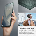 ACS04518 - Galaxy S22 Ultra 5G Case Liquid Air in abyss green showing the comfortable grip. Snug fit for the Galaxy and just the right amount of added depth for your hand