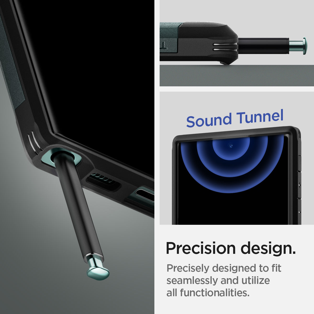 ACS04519 - Galaxy S22 Ultra 5G Case Tough Armor in abyss green precision design. Precisely designed to fit seamlessly and utilize all functionalities.
