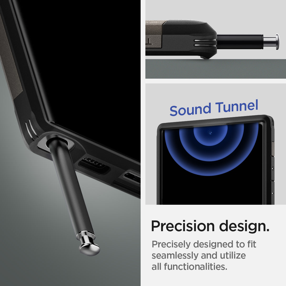 ACS03924 - Galaxy S22 Ultra 5G Case Tough Armor in gunmetal precision design. Precisely designed to fit seamlessly and utilize all functionalities.