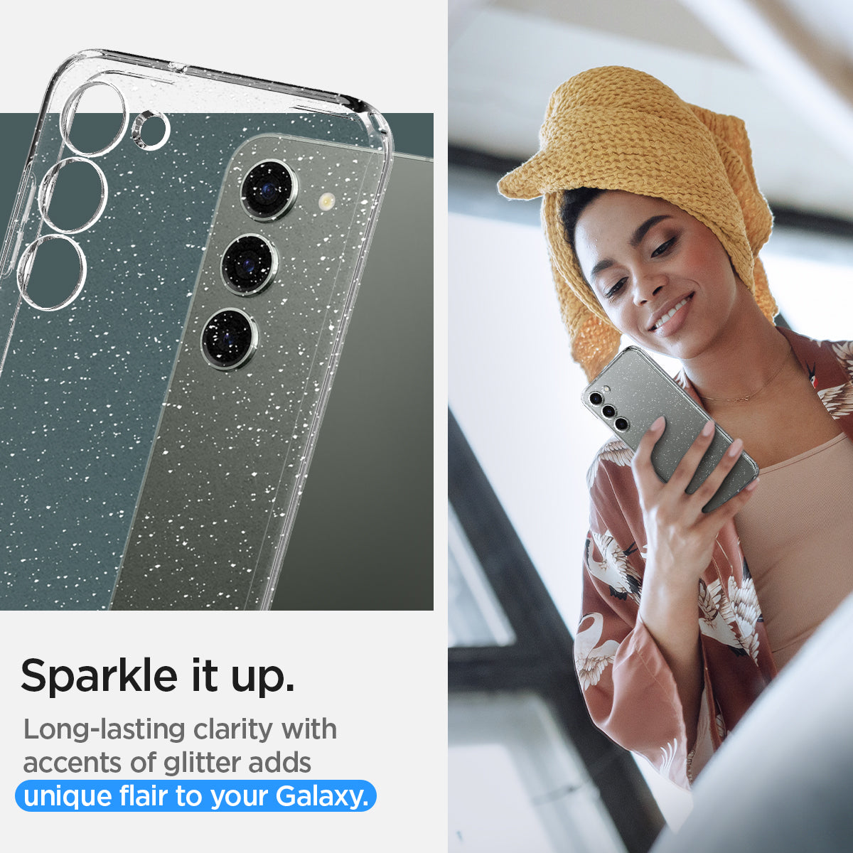 ACS05710 - Galaxy S23 Case Liquid Crystal Glitter in crystal quartz sparkle it up. long lasting clarity with accents of glitter adds unique flair to your galaxy.