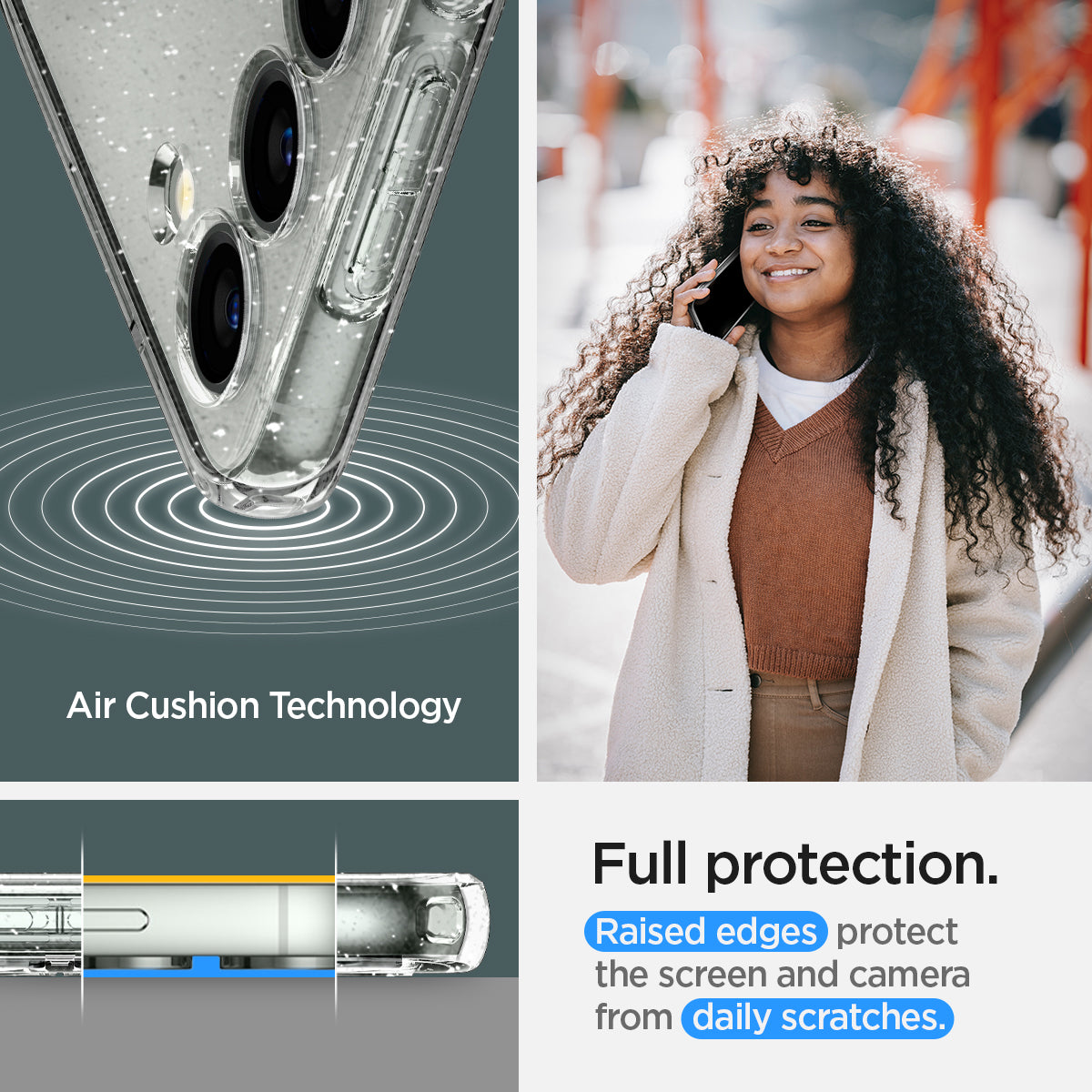 ACS05710 - Galaxy S23 Case Liquid Crystal Glitter in crystal quartz air cushion technology. Full protection. Raised edges protect the screen and camera from daily scratches.