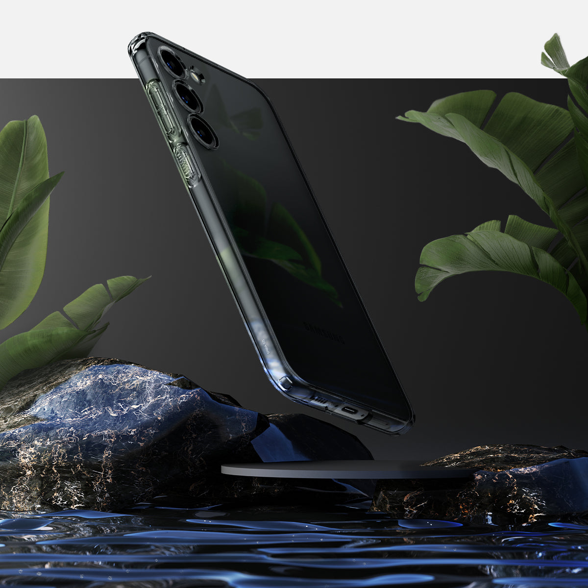 ACS05709 - Galaxy S23 Case Liquid Crystal in space crystal showing back over the water.
