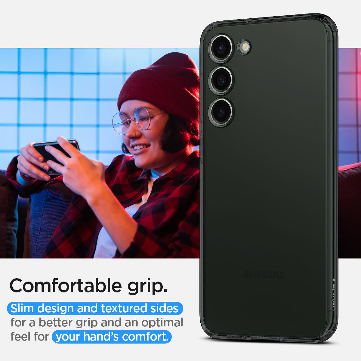 ACS05709 - Galaxy S23 Case Liquid Crystal in space crystal comfortable grip. slim design and textured sides for a better grip and an optimal feel for your hand's comfort.