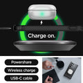 ACS07286 - Galaxy S24 Ultra Case Rugged Armor in Matte Black showing the powershare, wireless charge and USB-C cable