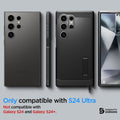 ACS07300 - Galaxy S24 Ultra Case Tough Armor in Black showing the compatibility only with S24 Ultra. Not compatible with Galaxy S24 and Galaxy S24+
