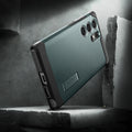 ACS07302 - Galaxy S24 Ultra Case Tough Armor in Abyss Green showing the back, partial side and bottom