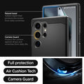 ACS07300 - Galaxy S24 Ultra Case Tough Armor in Black showing the full protection, air cushion tech and camera guard. Raised bezel-added depth that protects the screen from daily scratches