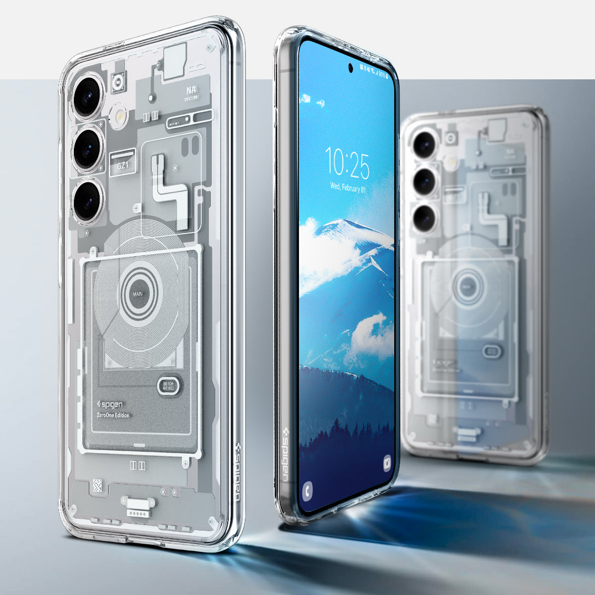 ACS07351 - Galaxy S24 Case Ultra Hybrid Zero One in Zero One White showing the front and back.