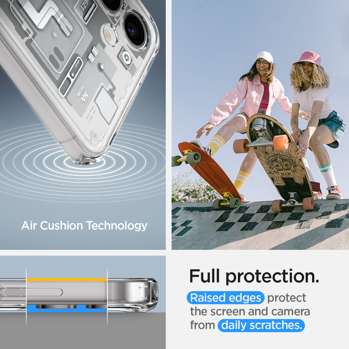 ACS07351 - Galaxy S24 Case Ultra Hybrid Zero One in Zero One White has air cushion technology. Full protection. Raised edges protect the screen and camera from daily scratches.