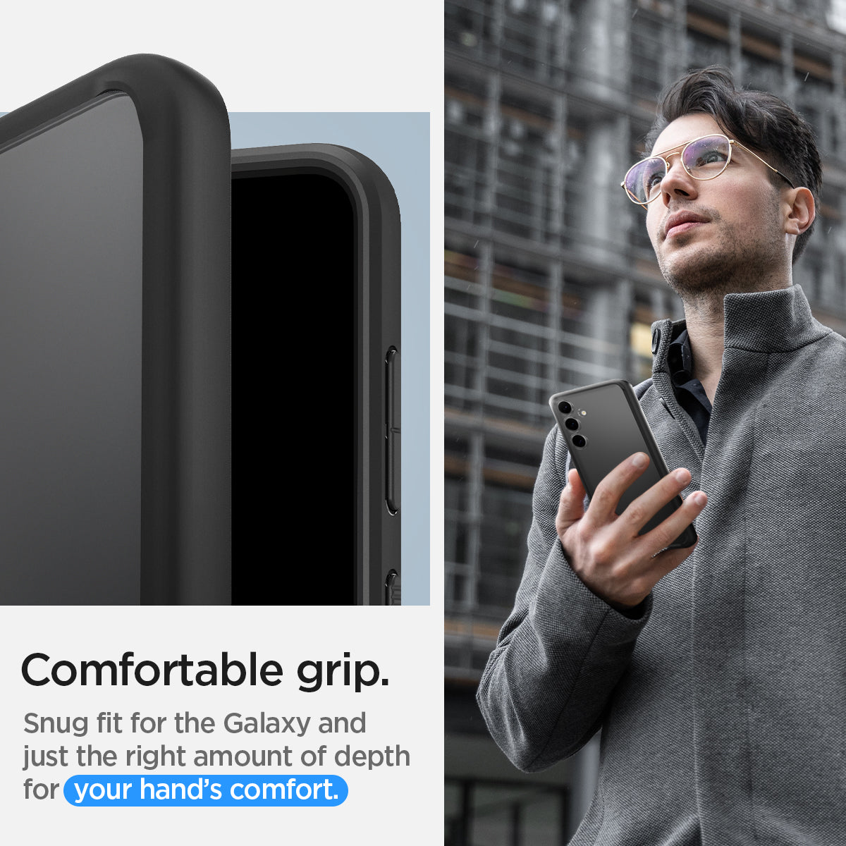 ACS07330 - Galaxy S24 Plus Case Ultra Hybrid in Matte Black comfortable grip. snug fit for the galaxy and just the right amount of depth for your hand's comfort.