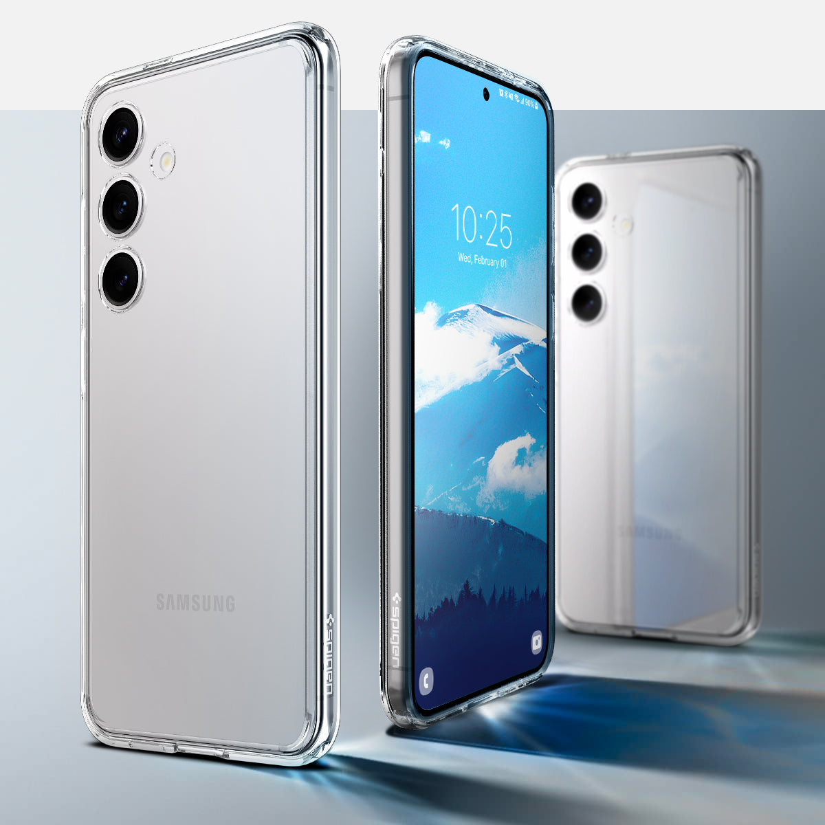 ACS07329 - Galaxy S24 Plus Case Ultra Hybrid in Crystal Clear showing front and back.
