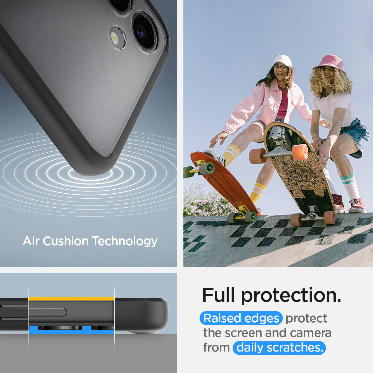 ACS07331 - Galaxy S24 Plus Case Ultra Hybrid in Frost Black full protection. raised edges protect the screen and camera from daily scratches. Aircushion technology.