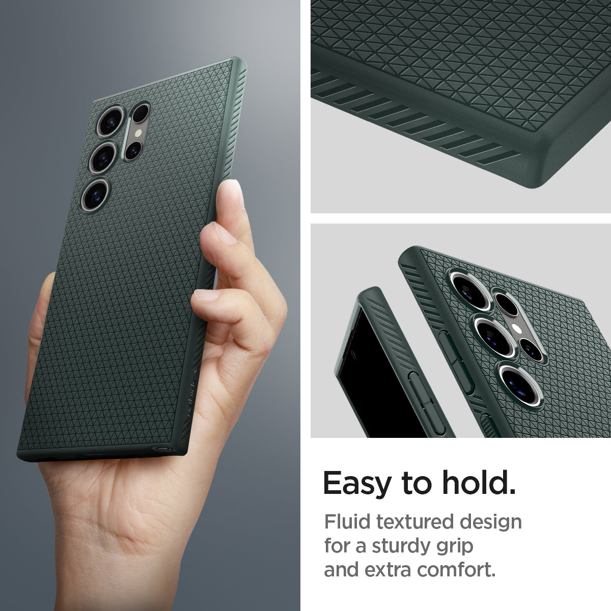 ACS07288 - Galaxy S24 Ultra Case Liquid Air in Abyss Green easy to hold. fluid textured design for a sturdy grip and extra comfort.