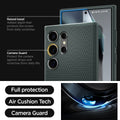 ACS07288 - Galaxy S24 Ultra Case Liquid Air in Abyss Green raised bezel added depth that protects the screen from daily scratches. camera guard protect the camera against drops and scratches from daily life. full protection. air cushion tech. camera guard.