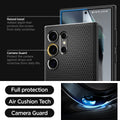 ACS07287 - Galaxy S24 Ultra Case Liquid Air in Matte Black raised bezel added depth that protects the screen from daily scratches. camera guard protect the camera against drops and scratches from daily life. full protection. air cushion tech. camera guard.