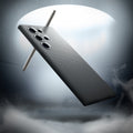 ACS07448 - Galaxy S24 Ultra Case Liquid Air in Granite Gray showing back with pen.