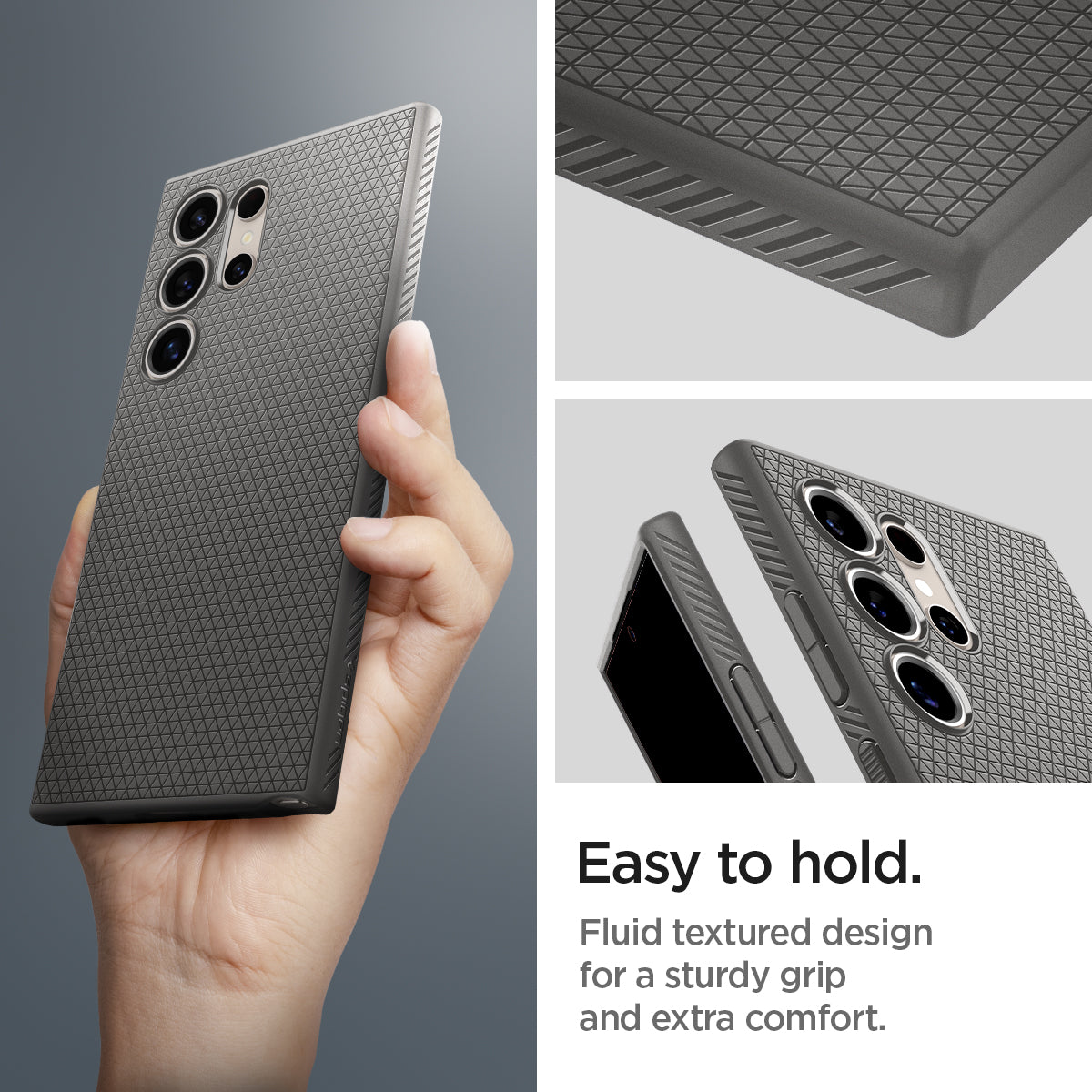 ACS07448 - Galaxy S24 Ultra Case Liquid Air in Granite Gray easy to hold. fluid textured design for a sturdy grip and extra comfort.