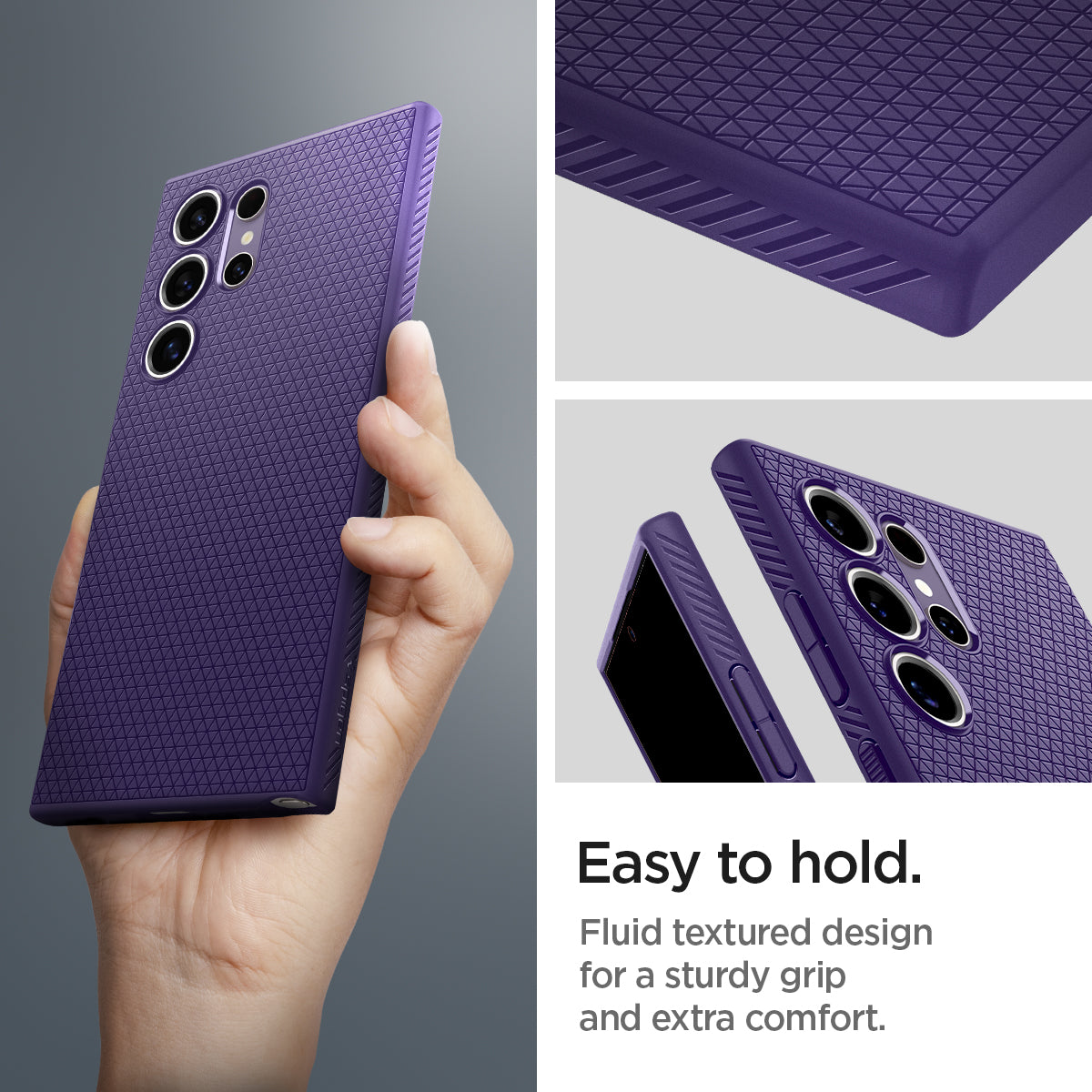 ACS07449 - Galaxy S24 Ultra Case Liquid Air in Deep Purple easy to hold. fluid textured design for a sturdy grip and extra comfort.