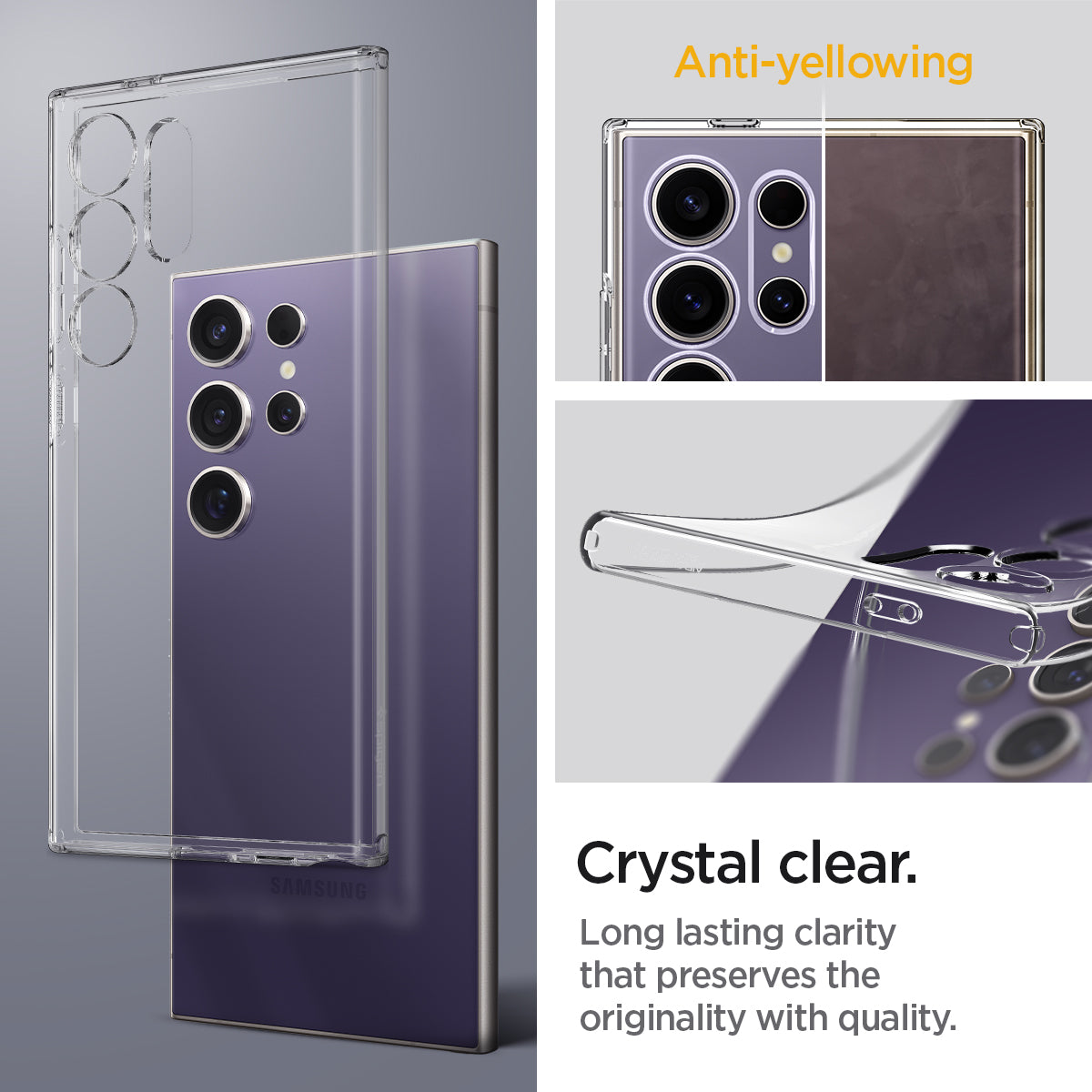 ACS07283 - Galaxy S24 Ultra Case Liquid Crystal in Crystal Clear anti yellowing. Crystal clear long lasting clarity that preserves the originality with quality.