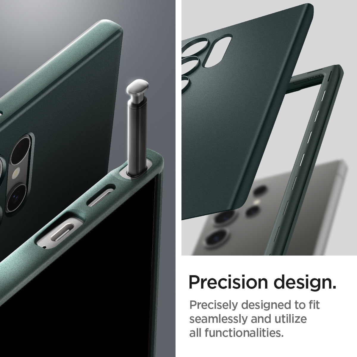 ACS07282 - Galaxy S24 Ultra Case Thin Fit in Abyss Green precision design. precisely designed to fit seamlessly and utilize all functionalities.