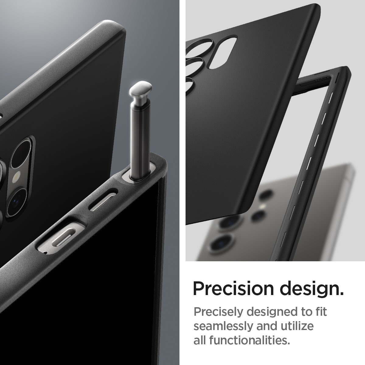 ACS07281 - Galaxy S24 Ultra Case Thin Fit in Black precision design. precisely designed to fit seamlessly and utilize all functionalities.