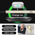 ACS07415 - Galaxy S24 Ultra Case Ultra Hybrid in Mute Beige charge on. powershare. wireless charge. USB-C cable.