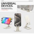 AMP07117 - Universal Phone Stand S311-1 in Dune Beige showing the universal devices, place various types of device onto the stand for wide usability