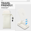 AMP07117 - Universal Phone Stand S311-1 in Dune Beige showing travel friendly, packs down into pouch for on-the-go utility