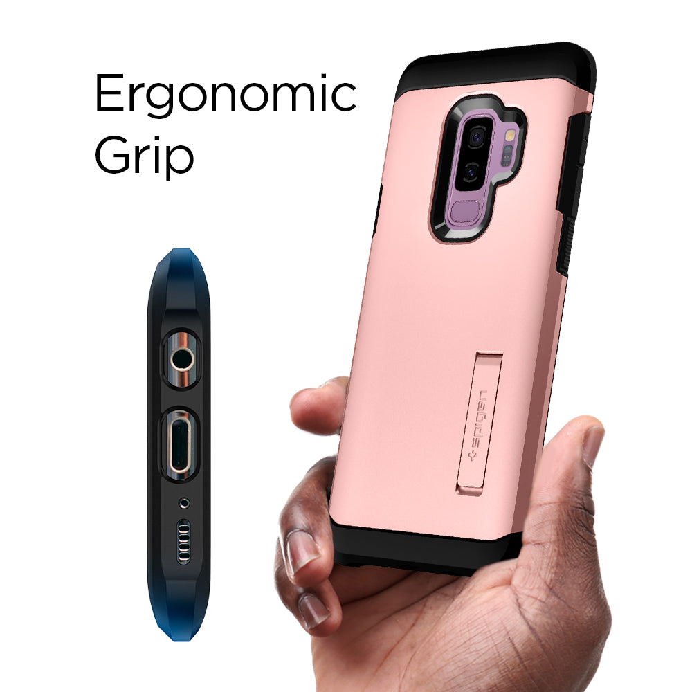 593CS22934 - Galaxy S9 Plus Tough Armor Case in rose gold ergonomic grip.