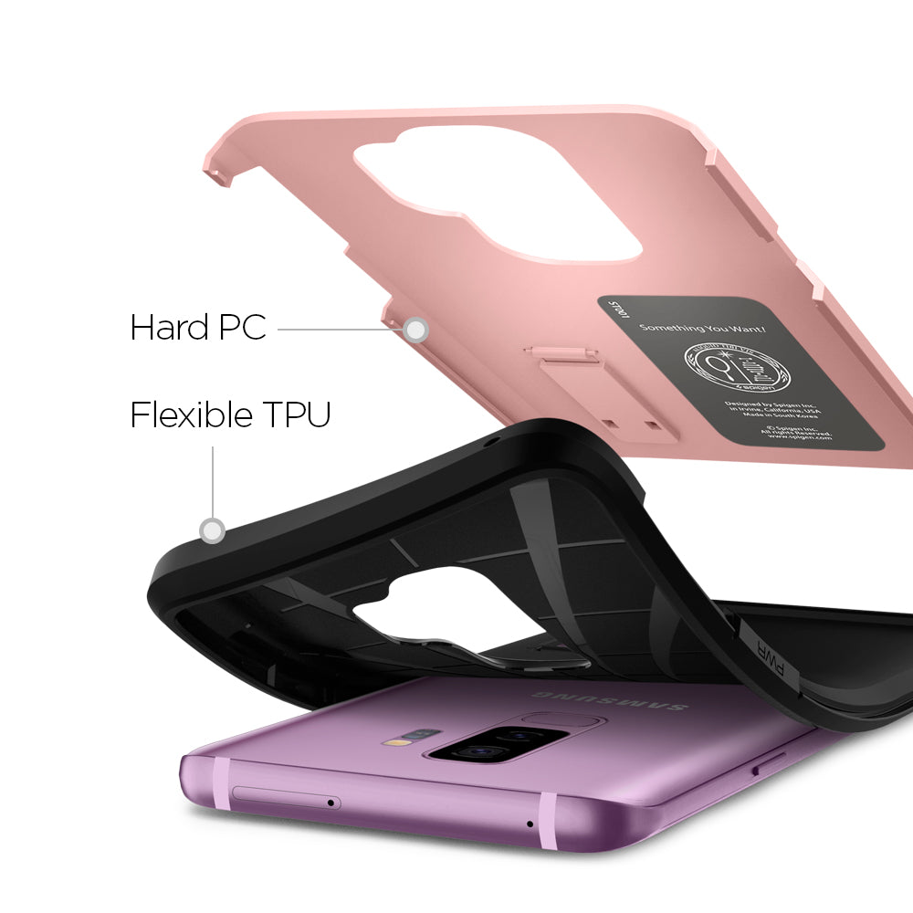 593CS22934 - Galaxy S9 Plus Tough Armor Case in rose gold hard pc and flexible tpu.