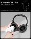 ASD09691 - Spigen Active Noise Cancelling SA2403 in Black showing the cleanable ear cups. Easy to maintain best quality. Remove the Ear Cups from the Headphones before cleaning