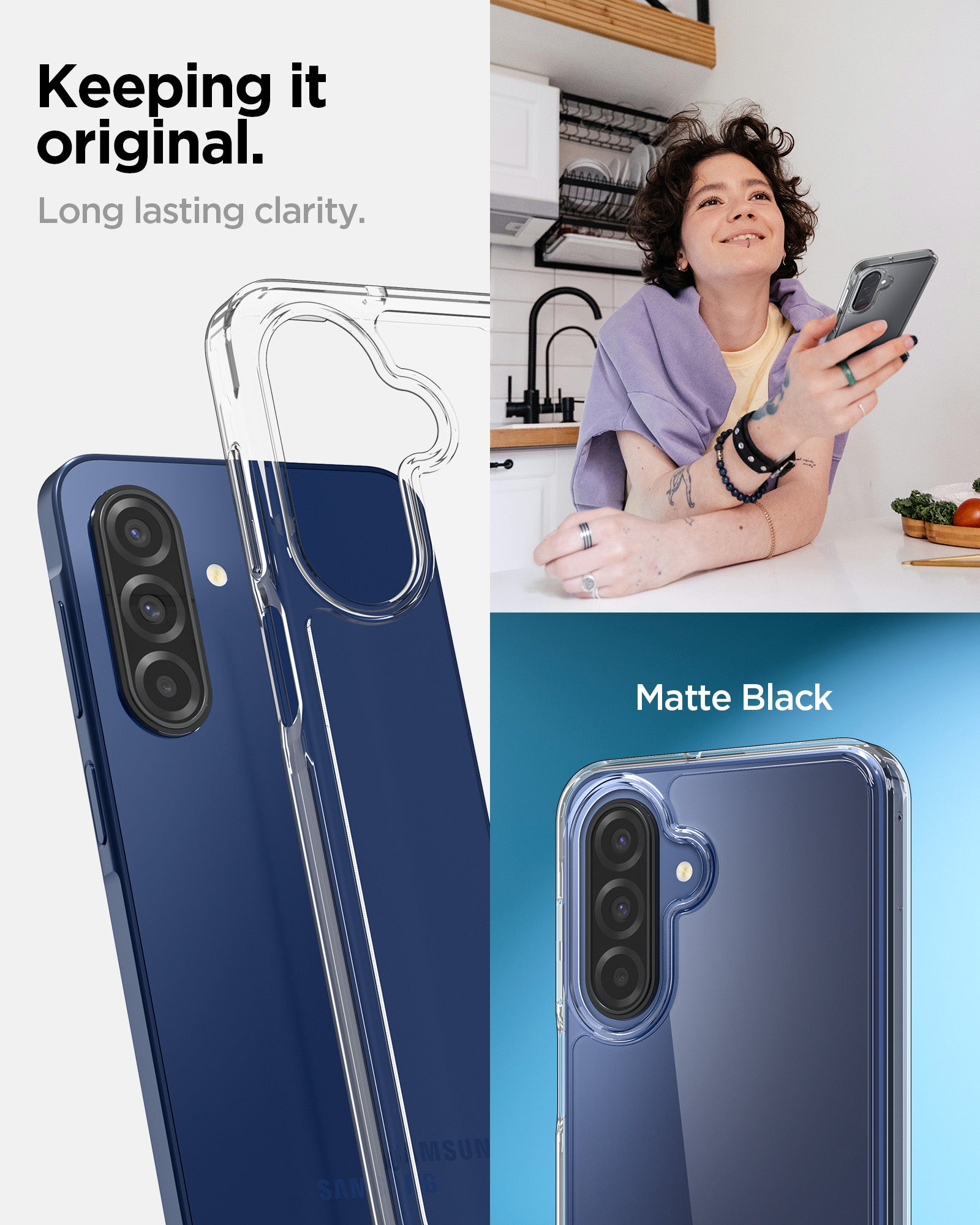 ACS10108 - Galaxy A17 5G Case Ultra Hybrid in Crystal Clear showing keeping it original