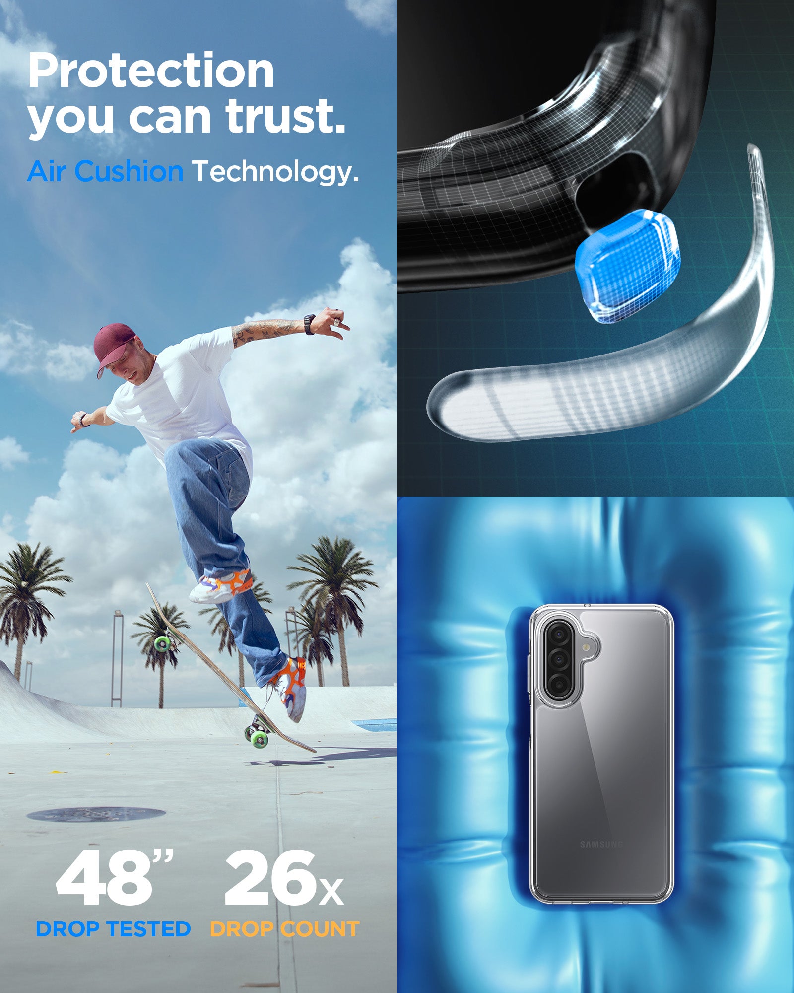 ACS10108 - Galaxy A17 5G Case Ultra Hybrid in Crystal Clear showing protection you can trust