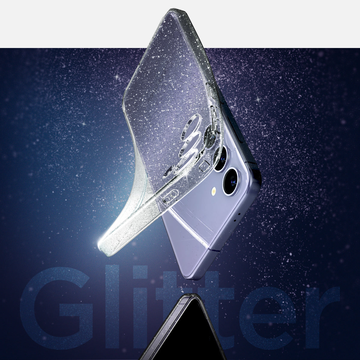 ACS07345 - Galaxy S24 Case Liquid Crystal Glitter in Crystal Quartz showing clear glitter back case.