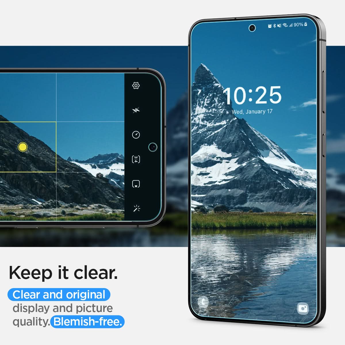 AFL07437 - Galaxy S24 Neo Flex Solid in Transparency showing the clear and original display and picture quality. Blemish-free.