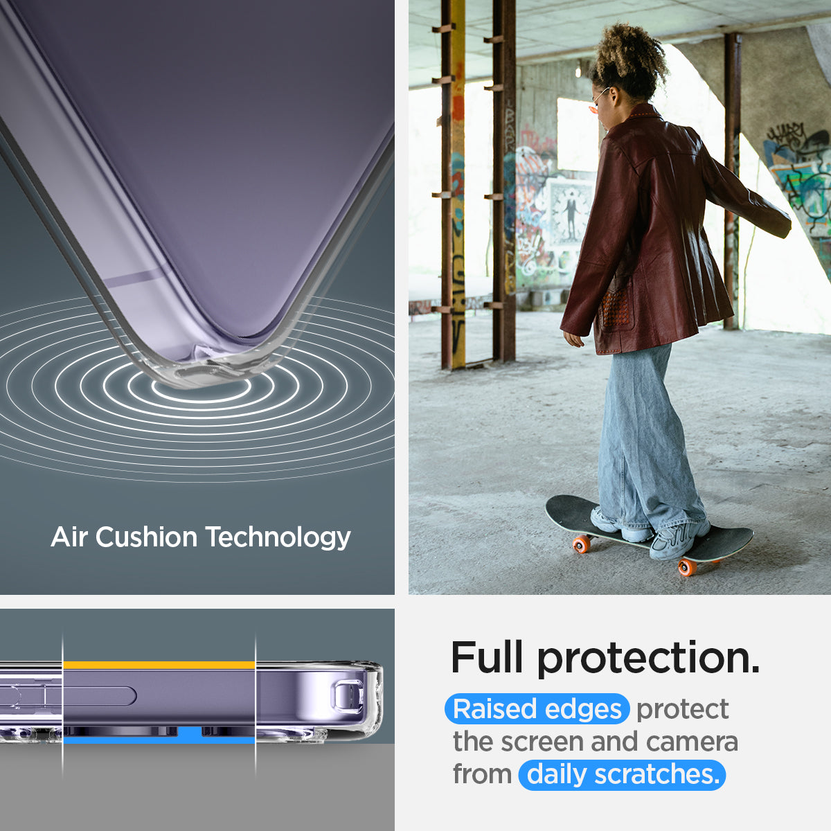ACS07323 - Galaxy S24 Plus Case Liquid Crystal in Crystal full protection. raised edges protect the screen and camera from daily scratches. Aircushion technology.