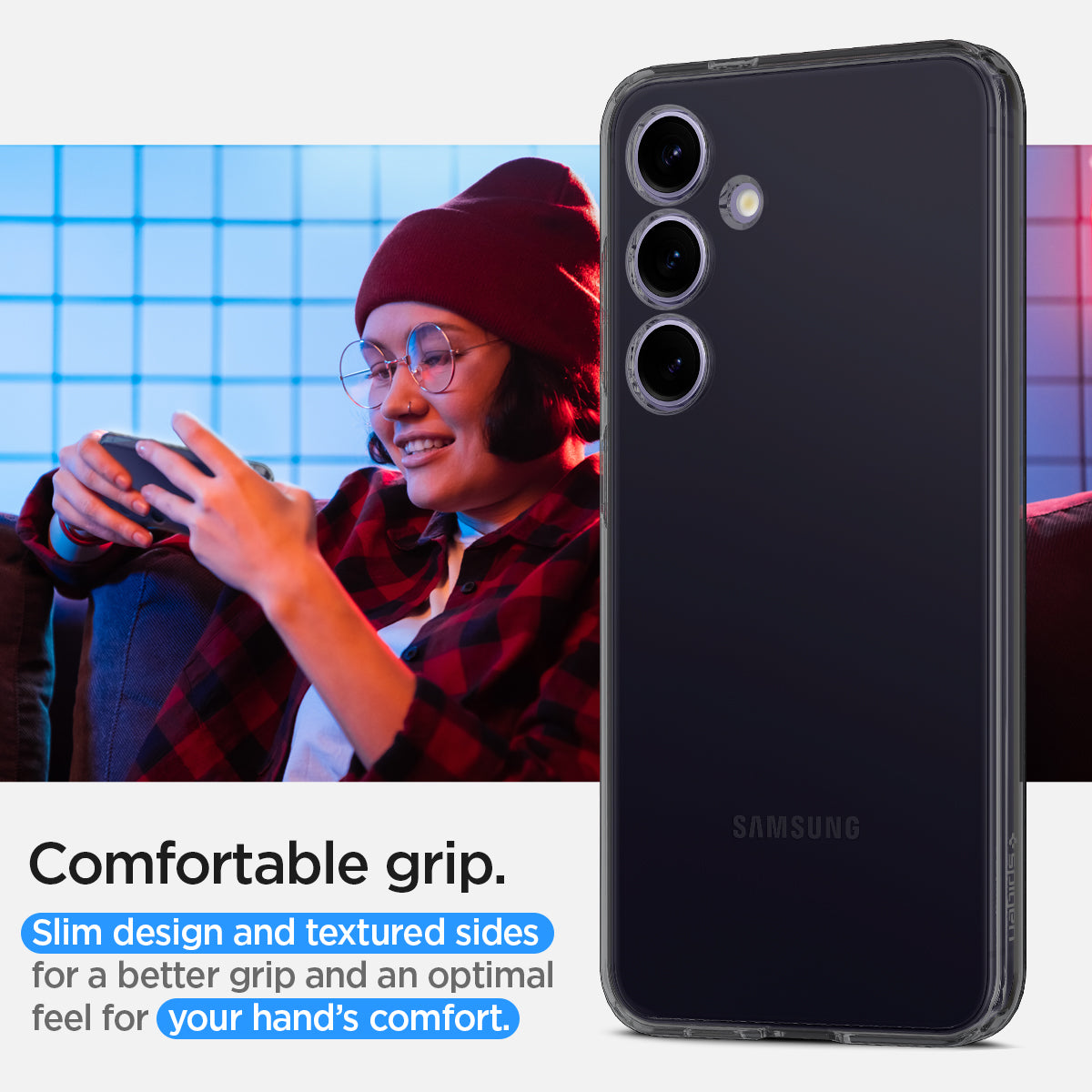 ACS07324 - Galaxy S24 Plus Case Liquid Crystal in Space Crystal comfortable grip. slim design and textured sides for a better grip and an optimal feel for your hand's comfort.