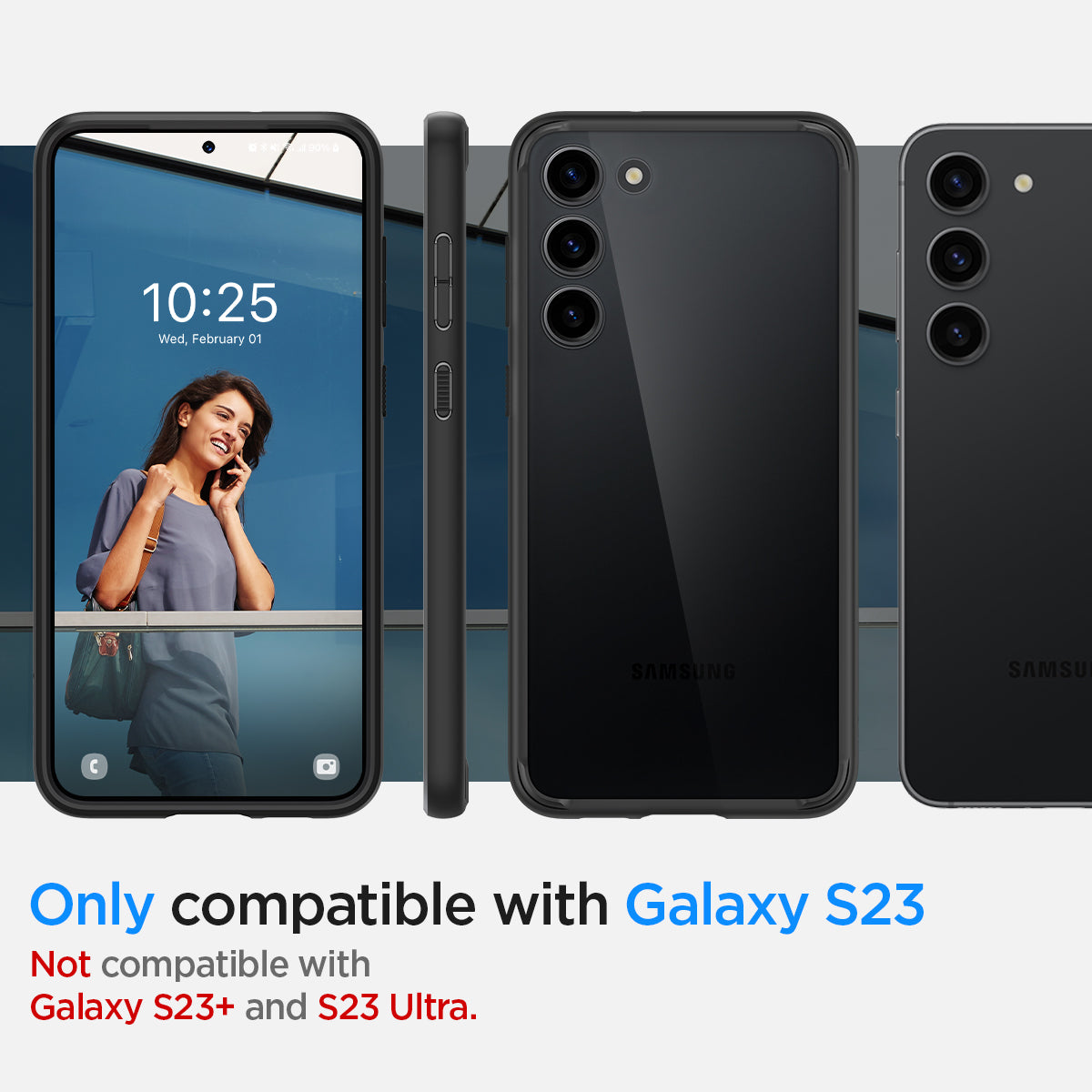 ACS05715 - Galaxy S23 Case Ultra Hybrid in black only compatible with S23 not compatible with galaxy s23 + and s23 ultra.