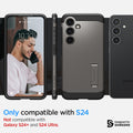 ACS07356 - Galaxy S24 Case Tough Armor in Gunmetal showing the compatibility only with S24. Not compatible with Galaxy S24+ and S24 Ultra