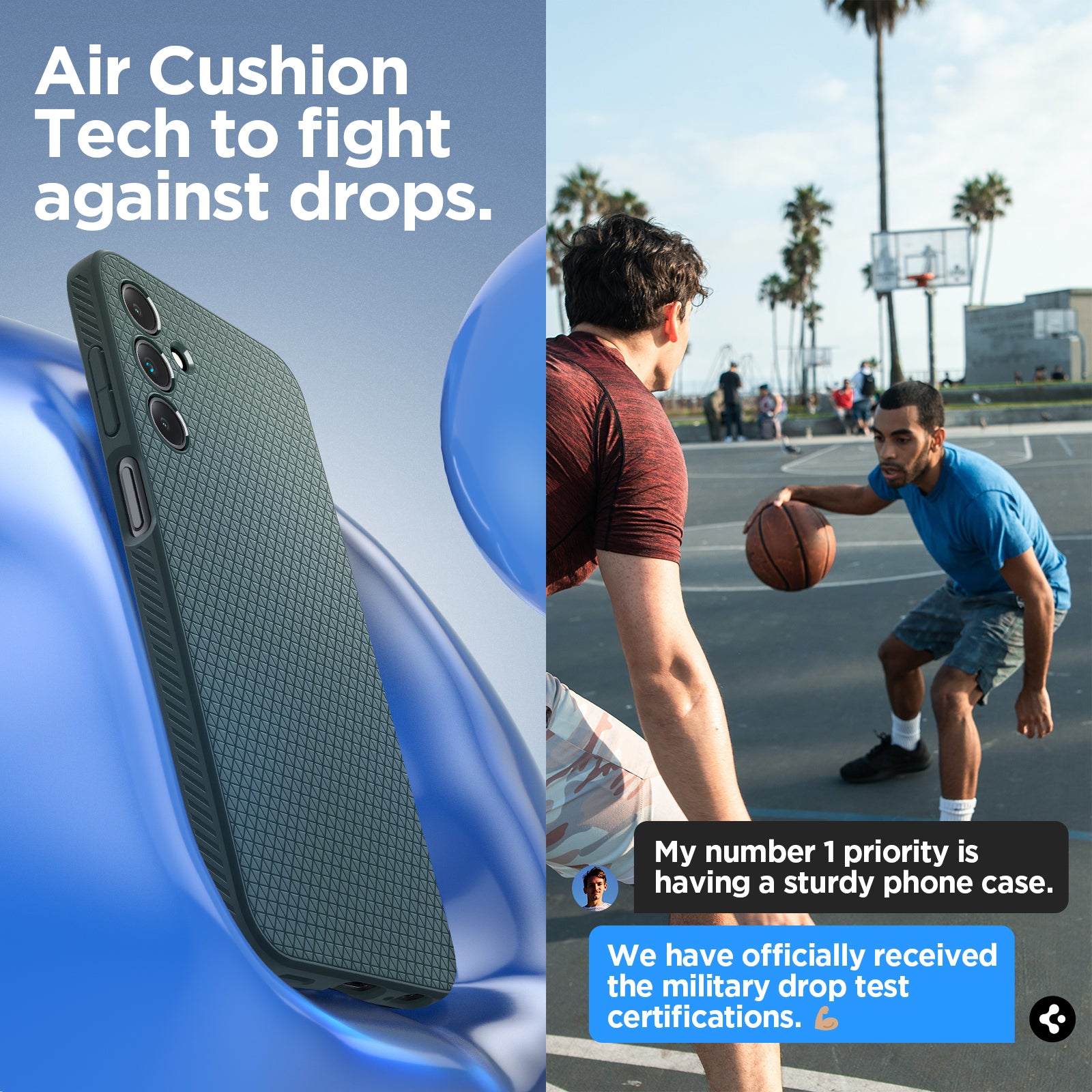ACS07247 - Galaxy A15 5G Case Liquid Air in Abyss Green air cushion tech to fight against drops.