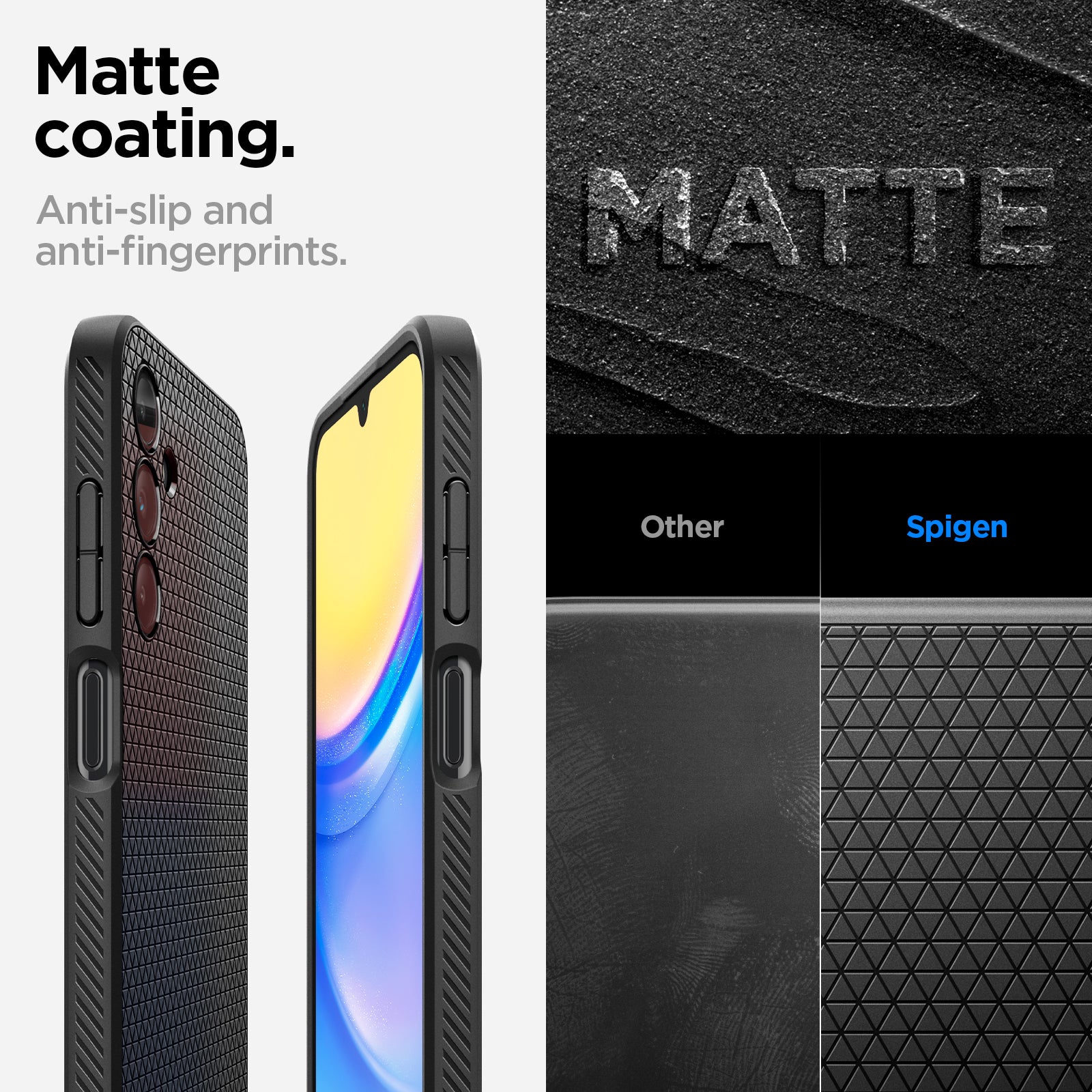 ACS07246 - Galaxy A15 5G Case Liquid Air in Matte Black matte coating. Anti slip and anti fingerprints.