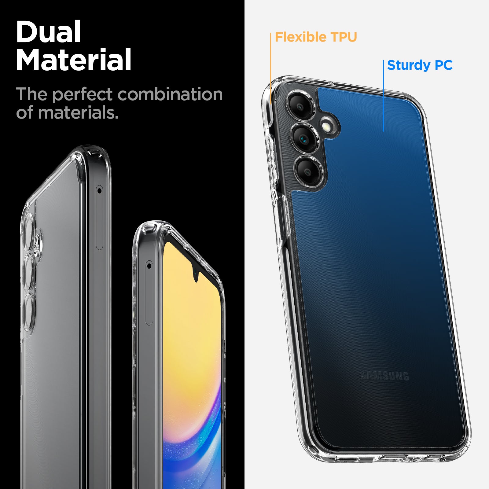 ACS07241 - Galaxy A15 5G Case Ultra Hybrid in Crystal Clear dual material. The perfect combination of materials.
