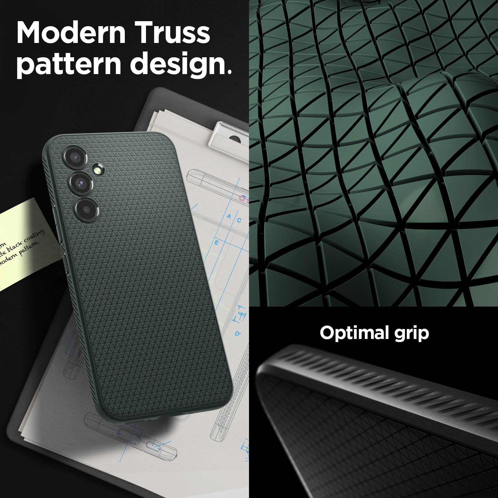 ACS06101 - Galaxy A54 5G Case Liquid Air in Abyss Green modern truss pattern design. Optimal grip.