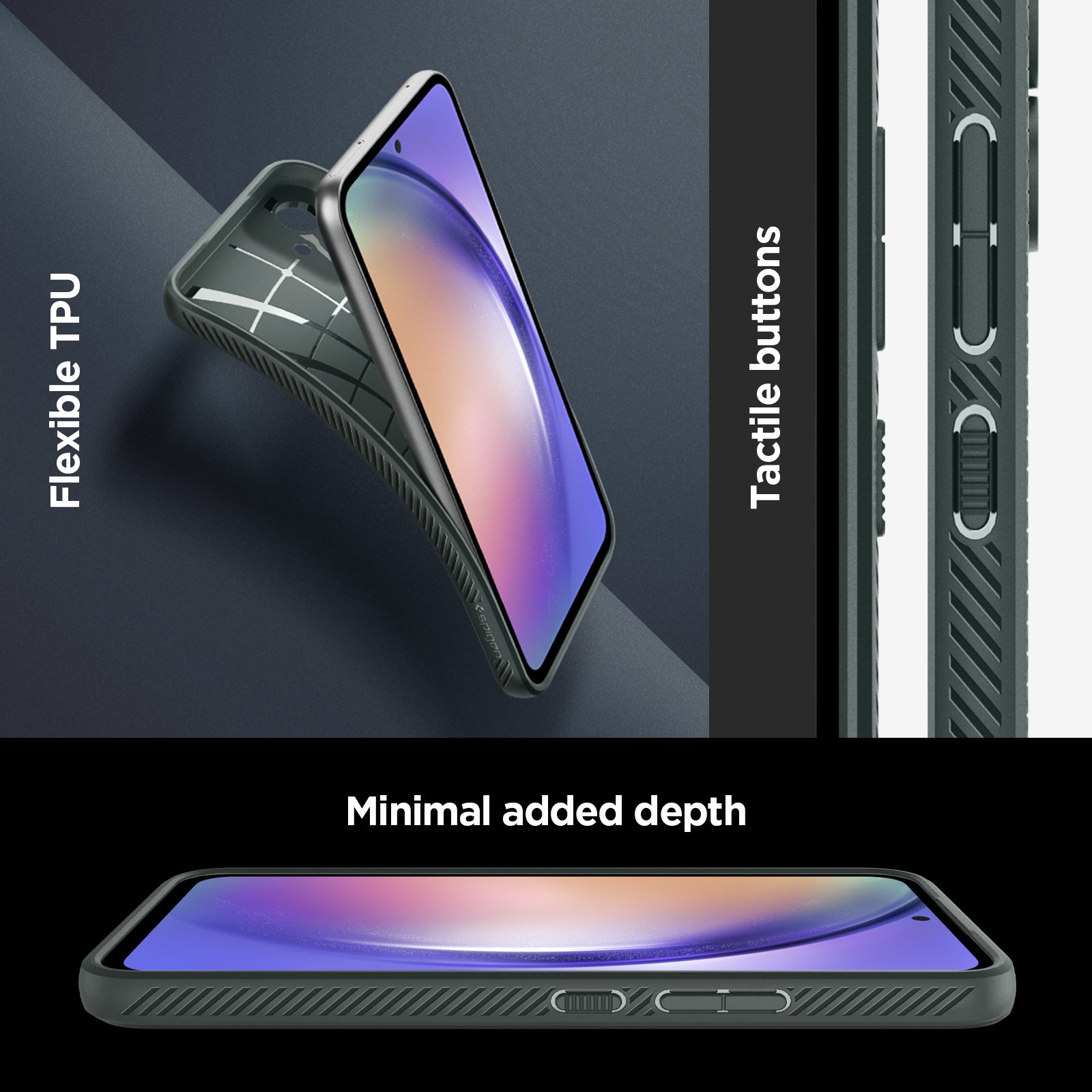 ACS06101 - Galaxy A54 5G Case Liquid Air in Abyss Green flexible TPU, tactile buttons, Minimal added depth