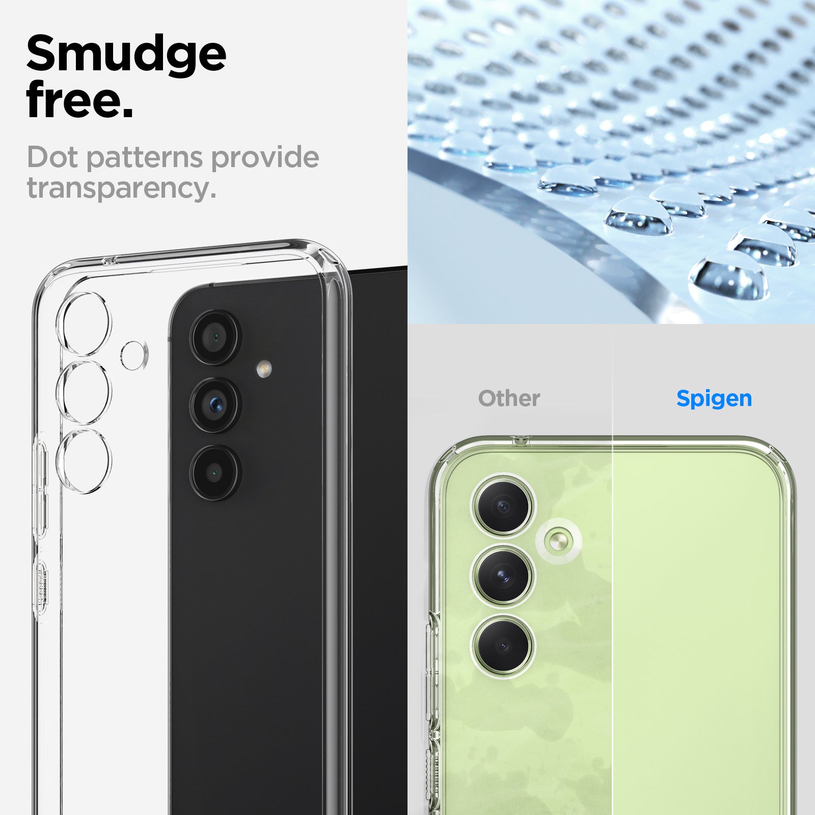 ACS05889 - Galaxy A54 5G Case Liquid Crystal in Crystal Clear smudge free long lasting transparency. Dot patterns provide an even look allowing a balanced form & transparency.