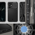 ACS05891 - Galaxy A54 5G Case Optik Armor in Black showing the different angles with tactile buttons