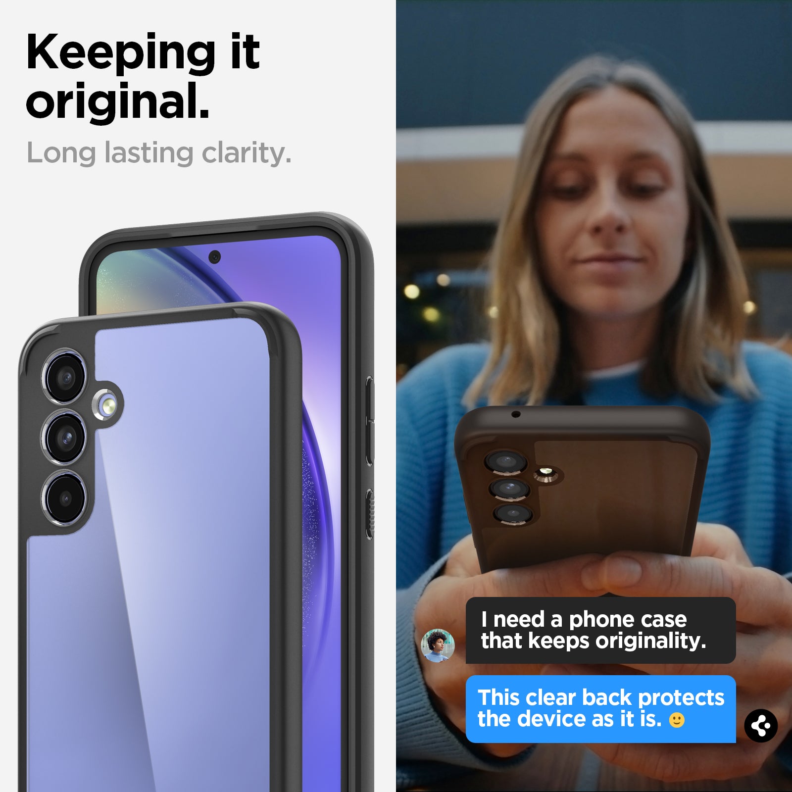 ACS05887 - Galaxy A54 5G Case Ultra Hybrid in Matte Black keeping it original. Long lasting clarity.