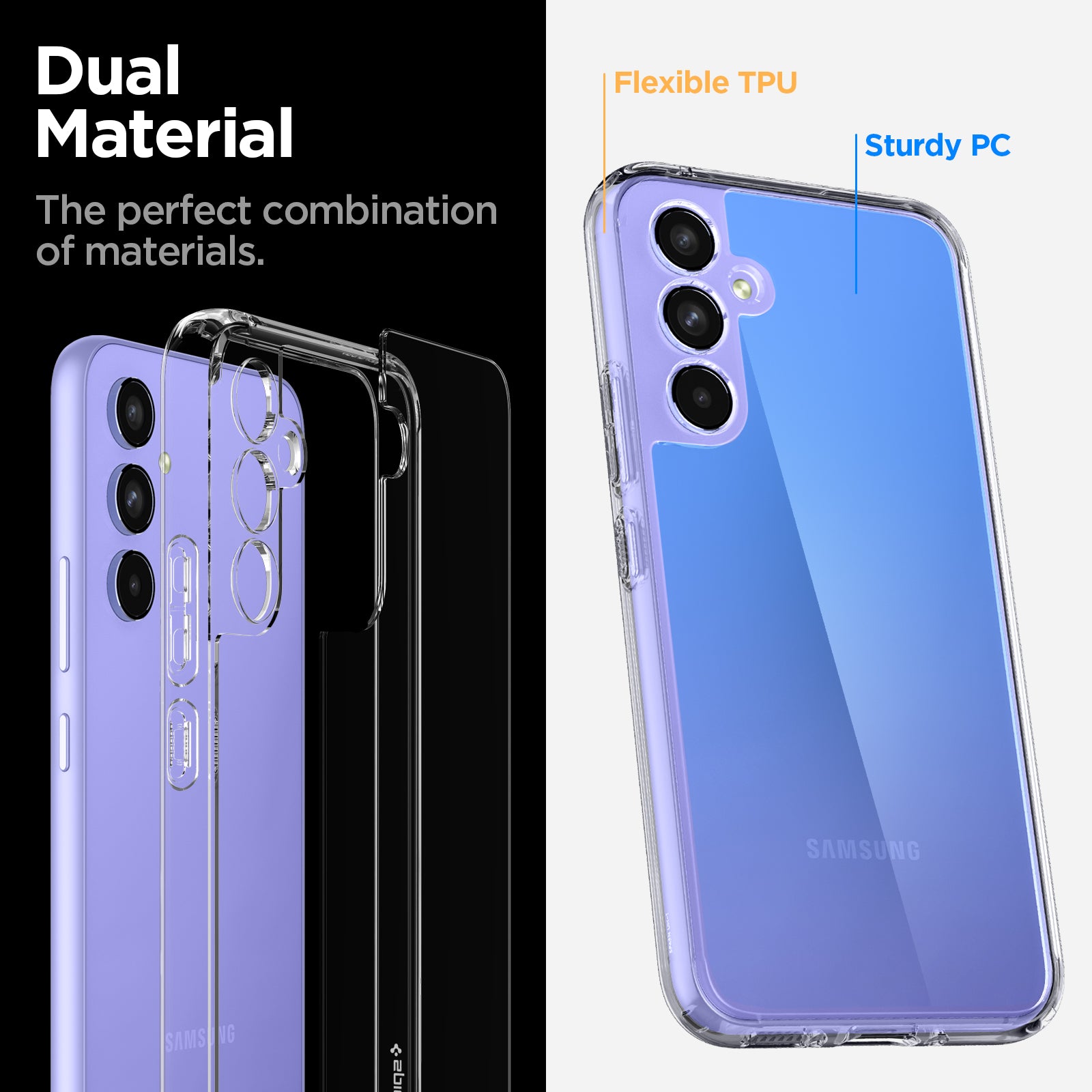 ACS05886 - Galaxy A54 5G Case Ultra Hybrid in Crystal Clear dual material. The perfect combination of materials.