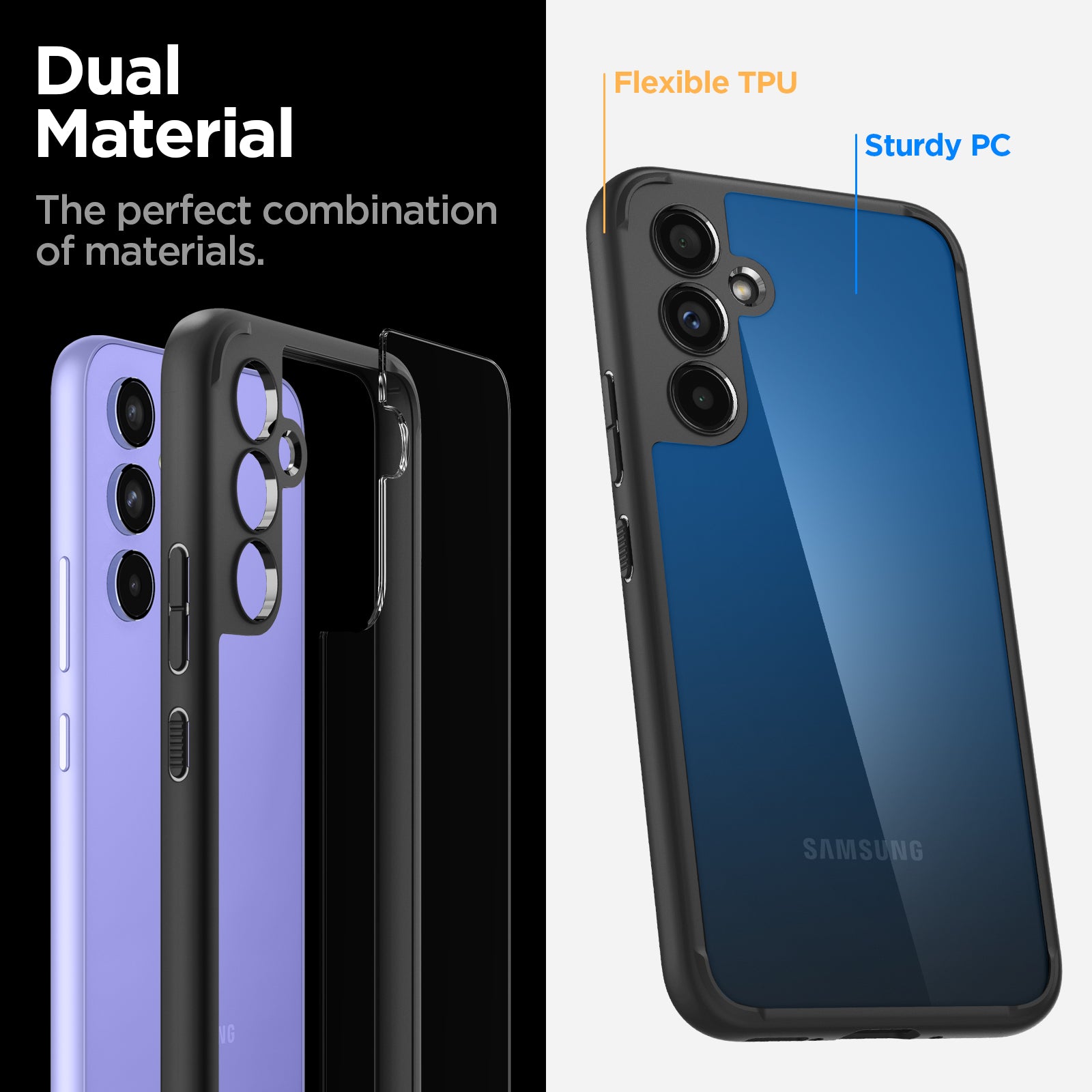 ACS05887 - Galaxy A54 5G Case Ultra Hybrid in Matte Black dual material. The perfect combination of materials.